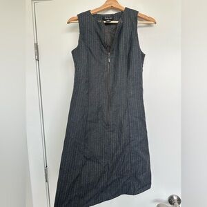 Rafaella Charcoal Pinstripe Sleeveless Shift Dress with Front Zip